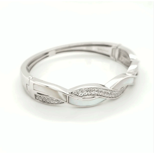 Pirouette White Mother-of-Pearl & White Bangle-Belle Etoile-Renee Taylor Gallery