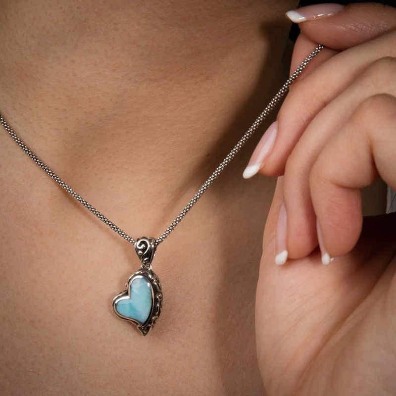 Sirena Heart Necklace - Nsire00-00-Marahlago Larimar-Renee Taylor Gallery