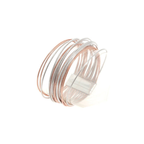 DNA Mixed Metals Medium Spring Rhodium Bracelet - WDNAD370-Pesavento-Renee Taylor Gallery