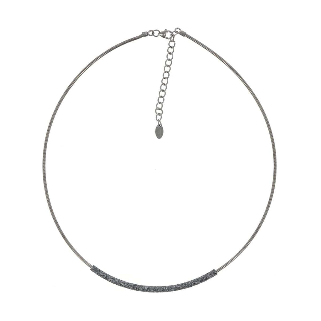 DNA Spring Single Strand Ruthenium Dark Gray Polvere Necklace - WDNAG182-Pesavento-Renee Taylor Gallery