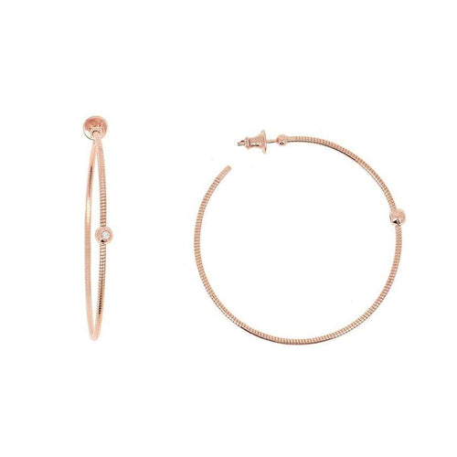 DNA Spring Medium Hoop Diamond Rose Gold Earrings - WDNAO186-Pesavento-Renee Taylor Gallery