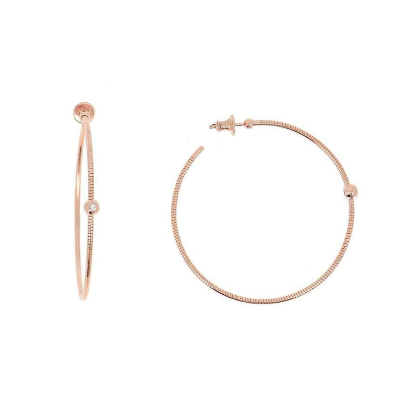 DNA Spring Medium Hoop Diamond Rose Gold Earrings - WDNAO186-Pesavento-Renee Taylor Gallery