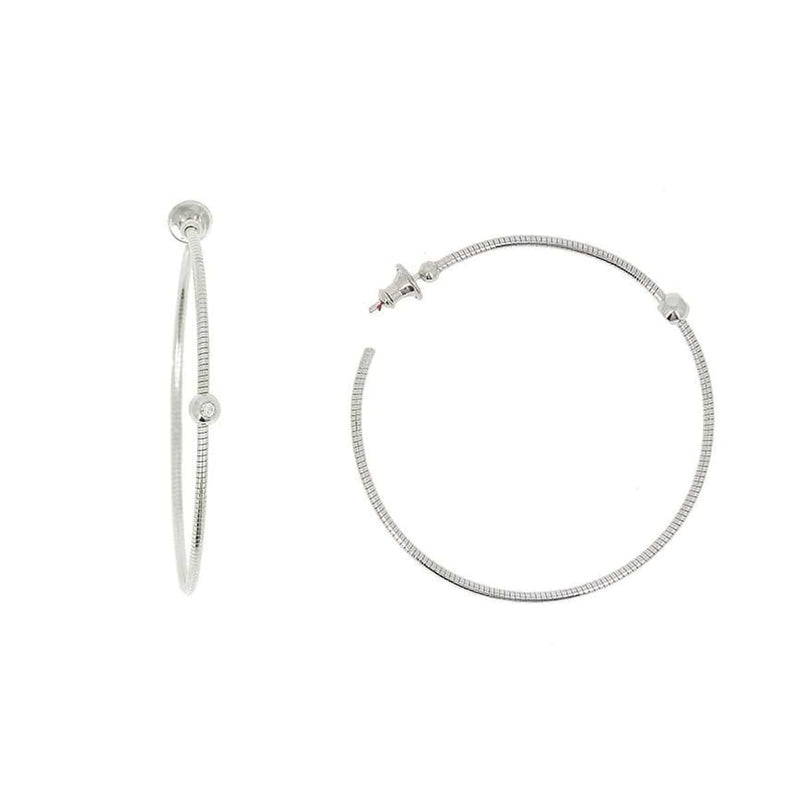DNA Spring Medium Hoop Diamond Rhodium Earrings - WDNAO188-Pesavento-Renee Taylor Gallery