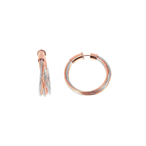 DNA Spring Mixed Metal Small Hoop Rhodium & Rose Gold Earrings - WDNAO201-Pesavento-Renee Taylor Gallery