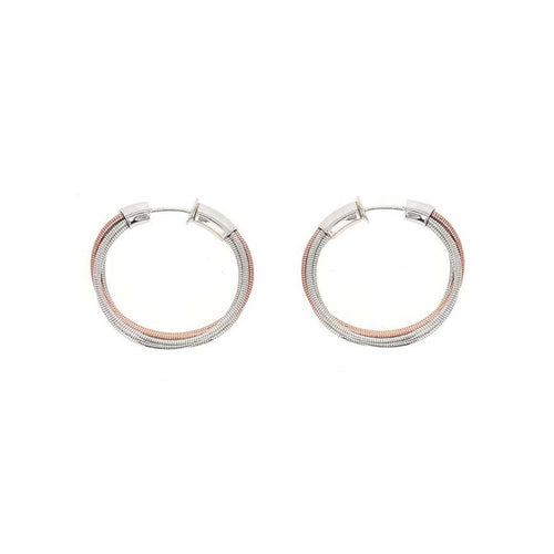 DNA Mixed Metal Spring Mini Hoop Rhodium & Rose Gold Earrings - WDNAO221-Pesavento-Renee Taylor Gallery