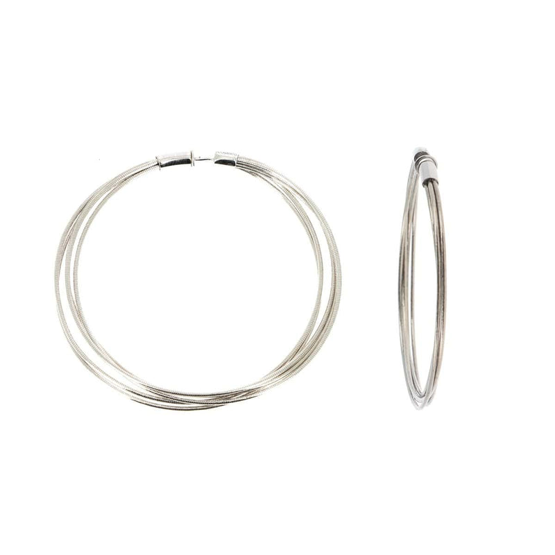 DNA Mixed Metal Spring Medium Hoop Rhodium Ruthenium Earrings - WDNAO229-Pesavento-Renee Taylor Gallery