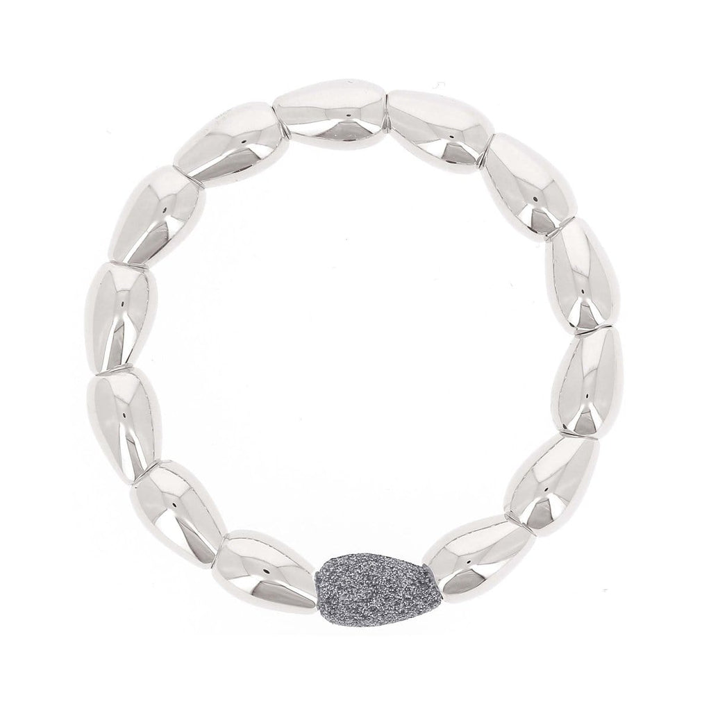 Teardrop Shaped Metalworks Single Rhodium Light Gray Polvere Bracelet - WPLVB969-Pesavento-Renee Taylor Gallery