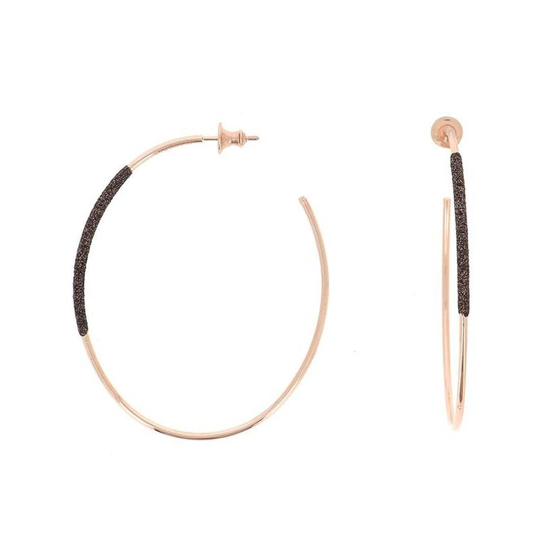 Thin Oval Rose Gold Dark Brown Polvere Earrings - WPLVO1140-Pesavento-Renee Taylor Gallery