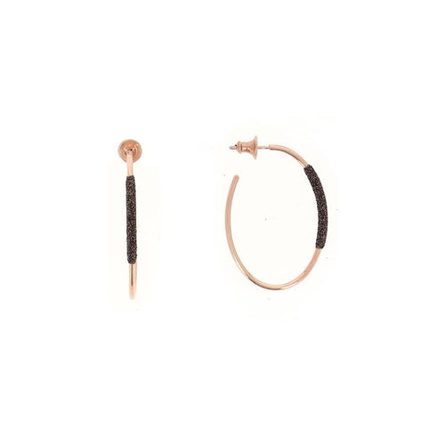 Thin Small Oval Hoop Rose Gold Dark Brown Polvere Earrings - WPLVO1148-Pesavento-Renee Taylor Gallery