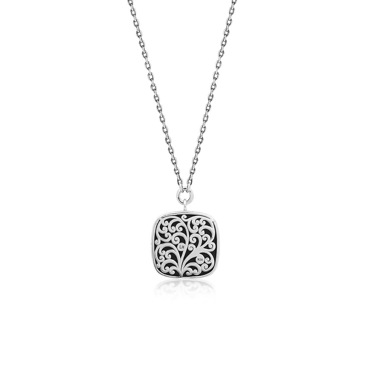 Sterling Silver Brown Diamond & Black Onyx Cushion Square