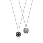 Sterling Silver Brown Diamond & Black Onyx Cushion Square Necklace - XNC254-16D55-Lois Hill-Renee Taylor Gallery