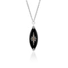 Sterling Silver Brown Diamond & Black Onyx Marquis Necklace - XNU1005-16D36-Lois Hill-Renee Taylor Gallery