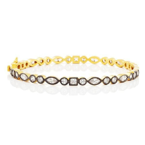 Signature Mixed Shapes Hinge Bangle - YRZB080067B-Freida Rothman-Renee Taylor Gallery