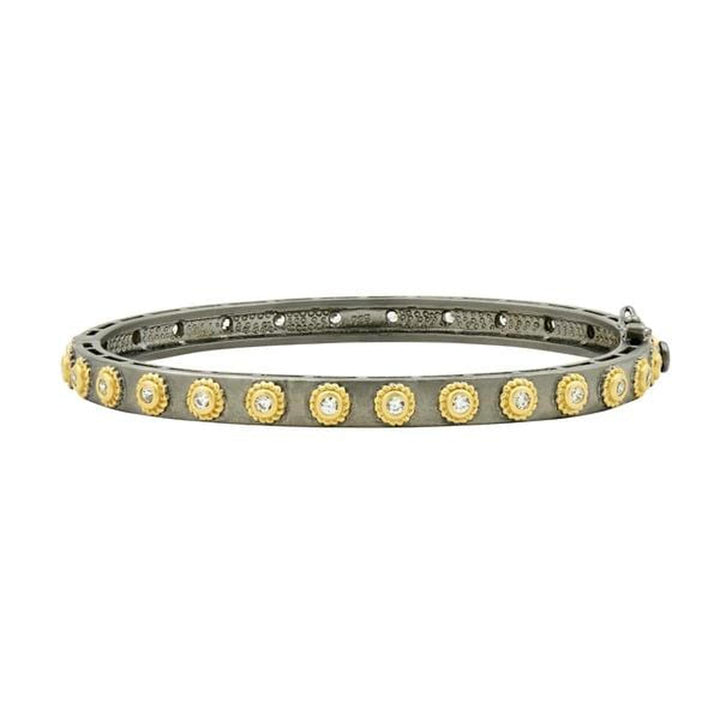 Signature Studded Eternity Hinge Bangle Black Gold and 14K Gold on Sterling Silver - YRZB0800B-HG-Freida Rothman-Renee Taylor Gallery