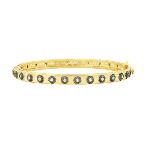 Signature Studded Eternity Hinge Bangle 14K Gold and Black Gold on Sterling Silver - RZB0800B-HG-Freida Rothman-Renee Taylor Gallery