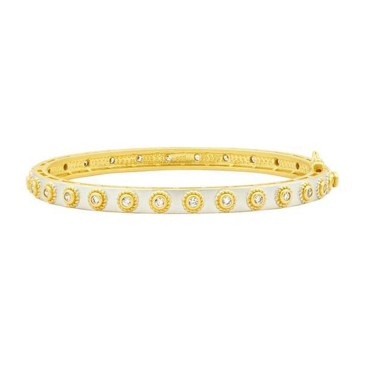 Signature Studded Eternity Hinge Bangle 14K Gold and Platinum on Sterling Silver - YRZB0800B-HG-Freida Rothman-Renee Taylor Gallery