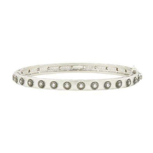 Signature Studded Eternity Hinge Bangle Platinum and Black Gold on Sterling Silver - PRZB0800B-HG-Freida Rothman-Renee Taylor Gallery