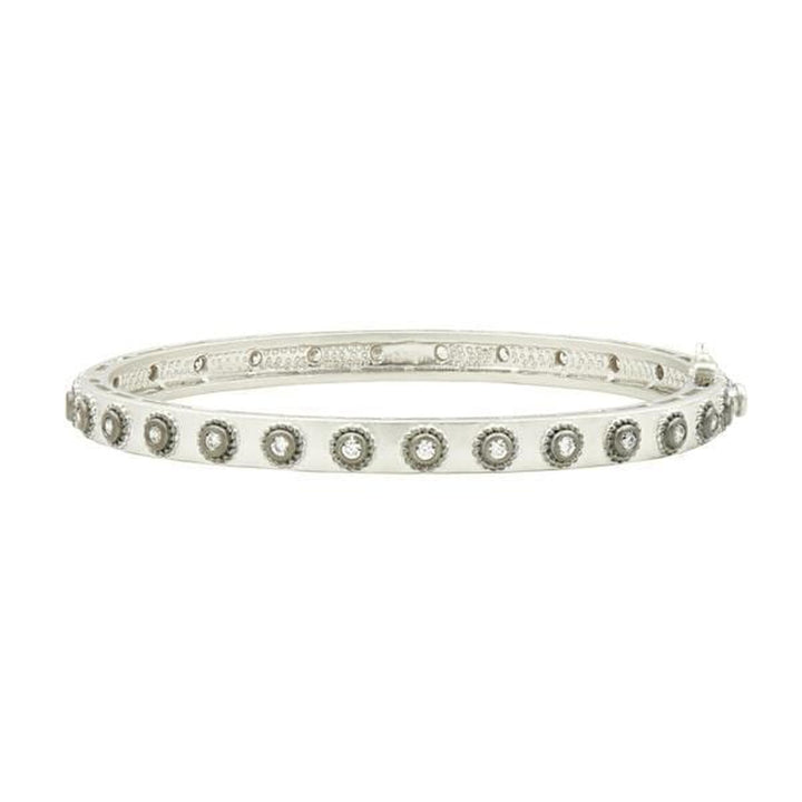 Signature Studded Eternity Hinge Bangle Platinum and Black Gold on Sterling Silver - PRZB0800B-HG-Freida Rothman-Renee Taylor Gallery