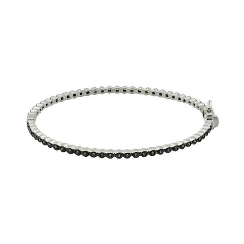 Signature Bezel Pavé Platinum Rhodium/Black Rhodium Hinge Bangle - YRZB080144B-H-Freida Rothman-Renee Taylor Gallery