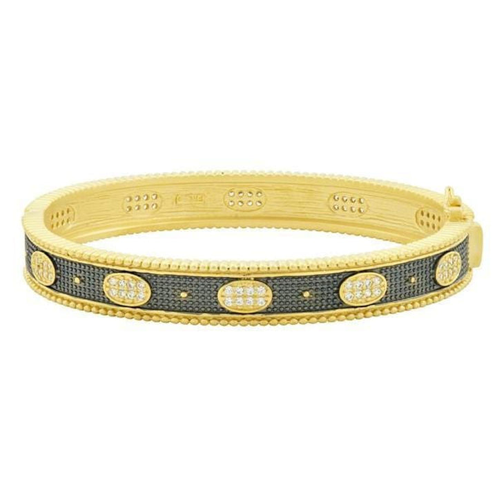 Signature Oval Eternity Hinged Bangle - Black Gold and 14K Gold-Freida Rothman-Renee Taylor Gallery