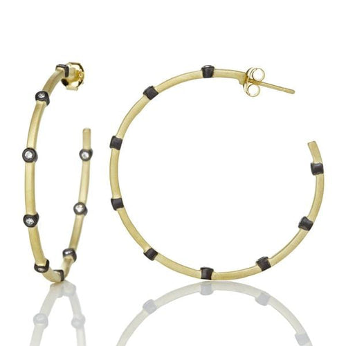 Signature Thin Bezel Station Hoop Earrings - YRZE020015B-14K-Freida Rothman-Renee Taylor Gallery