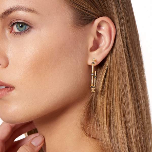 Signature Pavé Arrow Hoop Earrings - YRZE020146B-Freida Rothman-Renee Taylor Gallery