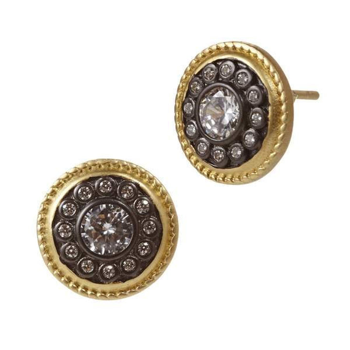 Signature Nautical Button Stud Earrings - YRZE0216B-14K-Freida Rothman-Renee Taylor Gallery