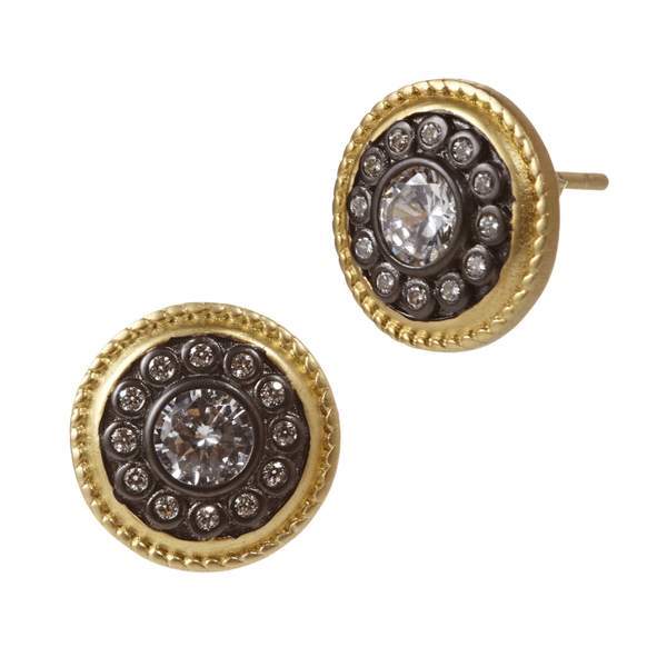 Signature Nautical Button Stud Earrings - YRZE0216B-14K-Freida Rothman-Renee Taylor Gallery