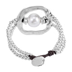 A Pearl of Wisdom Sterling Silver Plated Bracelet - PUL1130MTLBPL0M-UNO de 50-Renee Taylor Gallery