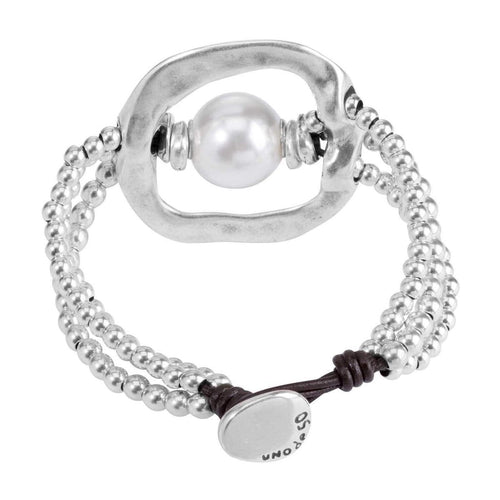 A Pearl of Wisdom Sterling Silver Plated Bracelet - PUL1130MTLBPL0M-UNO de 50-Renee Taylor Gallery