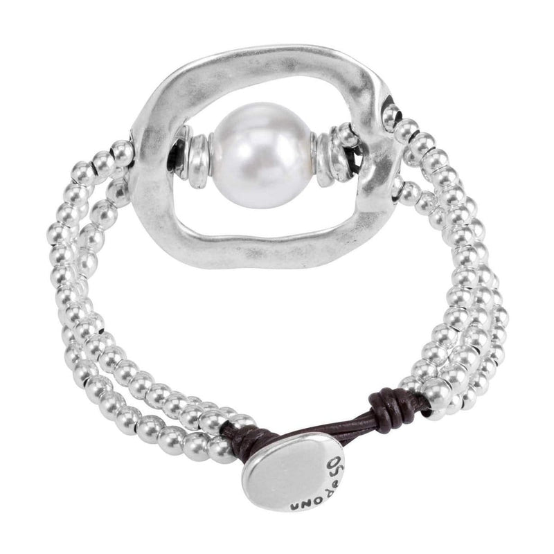 A Pearl of Wisdom Sterling Silver Plated Bracelet - PUL1130MTLBPL0M-UNO de 50-Renee Taylor Gallery