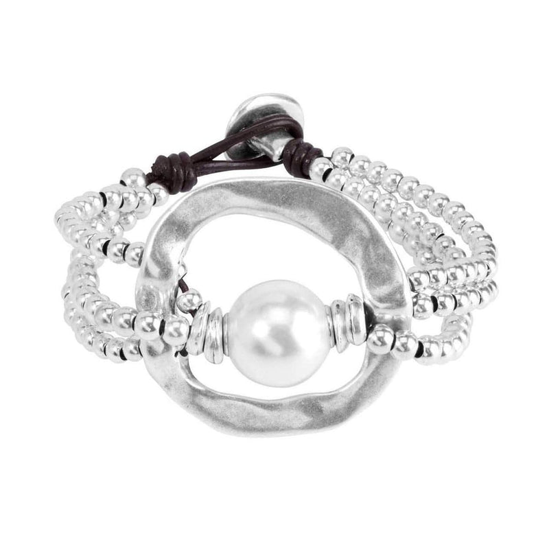 A Pearl of Wisdom Sterling Silver Plated Bracelet - PUL1130MTLBPL0M-UNO de 50-Renee Taylor Gallery