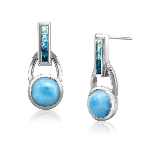 Aqua Earrings - Eaqua01-00-Marahlago Larimar-Renee Taylor Gallery