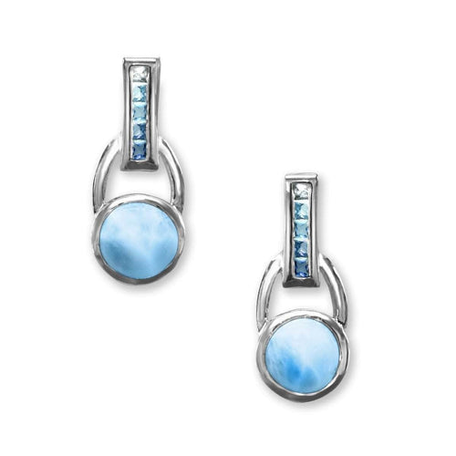 Aqua Earrings - Eaqua01-00-Marahlago Larimar-Renee Taylor Gallery