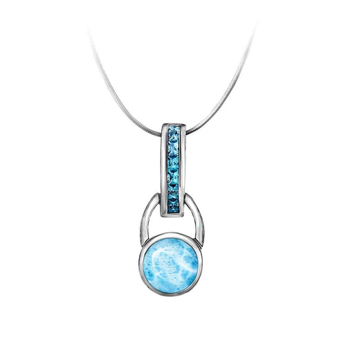 Aqua Necklace - Naqua01-ch-Marahlago Larimar-Renee Taylor Gallery