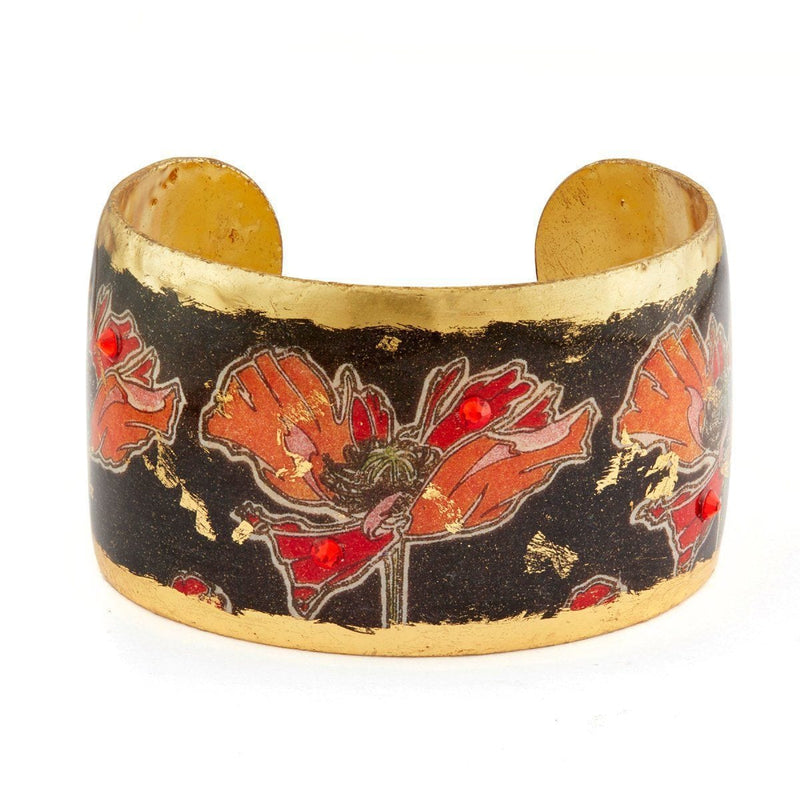 Art Deco Poppies 1.5" Gold Cuff - MU153-Evocateur-Renee Taylor Gallery