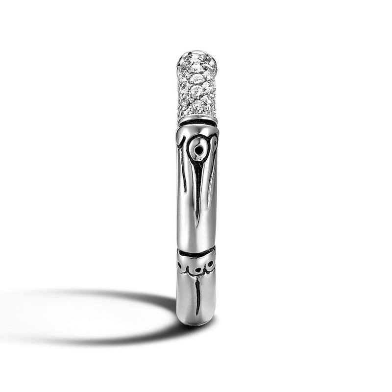 Bamboo Silver Diamond Pave Slim Ring-John Hardy-Renee Taylor Gallery