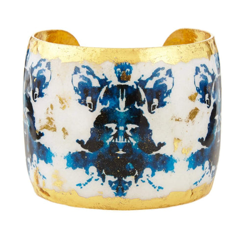 Black & Blue Rorschach 2" Gold Cuff - BW134-Evocateur-Renee Taylor Gallery