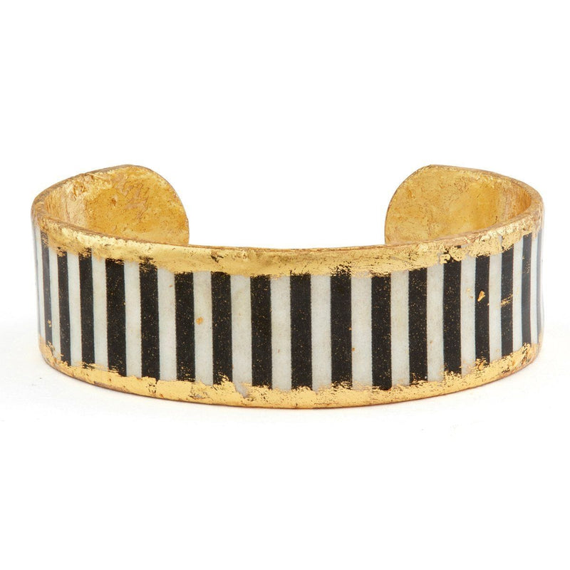 Black & White Stripes .75" Gold Cuff - BW111-Evocateur-Renee Taylor Gallery