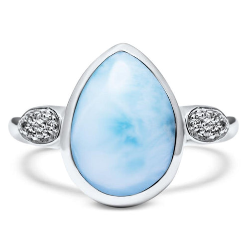 Bliss Pear Ring - Rblis0P-00-Marahlago Larimar-Renee Taylor Gallery