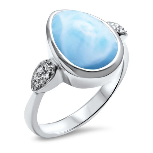 Bliss Pear Ring - Rblis0P-00-Marahlago Larimar-Renee Taylor Gallery