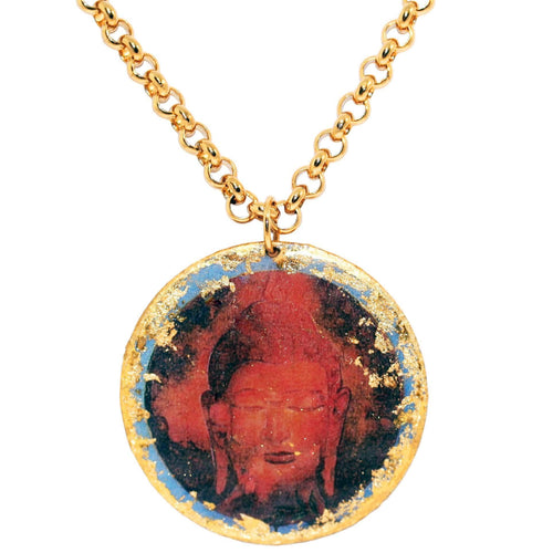 Buddha Blue 17" Gold Pendant - SL205-Evocateur-Renee Taylor Gallery