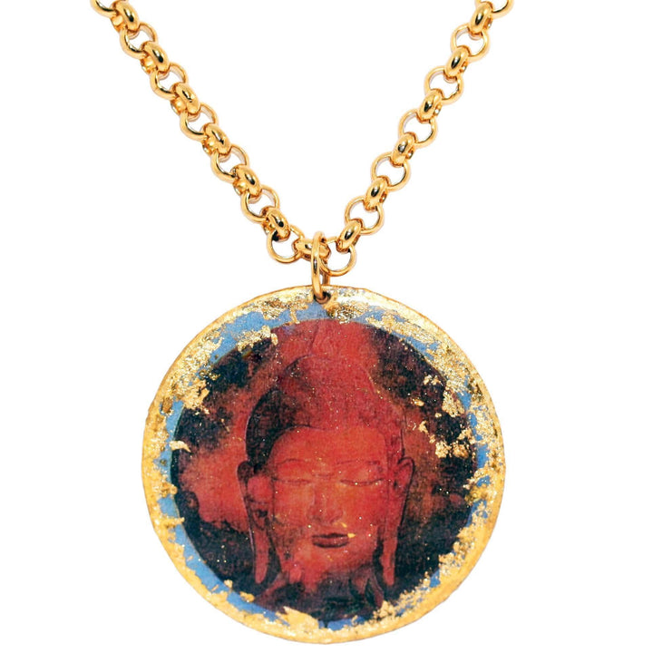 Buddha Blue 17" Gold Pendant - SL205-Evocateur-Renee Taylor Gallery