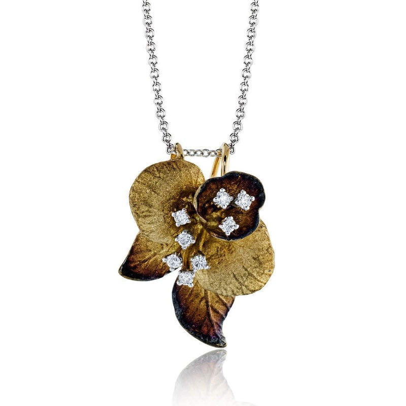 18K Burnished Gold Organic Flower Pendant - DP236-YBR-Simon G.-Renee Taylor Gallery