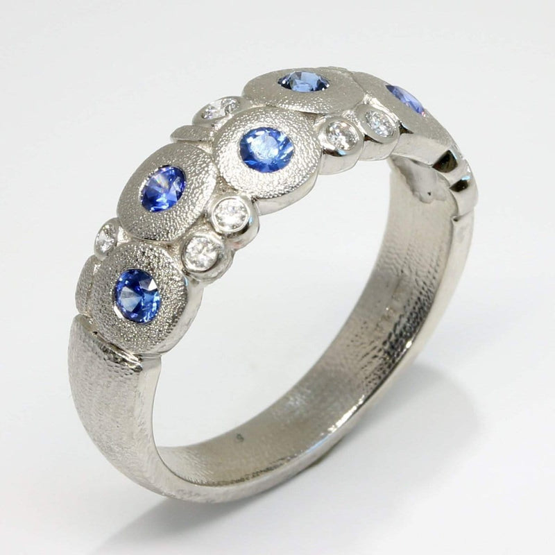 Platinum Candy Blue Sapphire & Diamond Dome Ring - R-122PS-Alex Sepkus-Renee Taylor Gallery