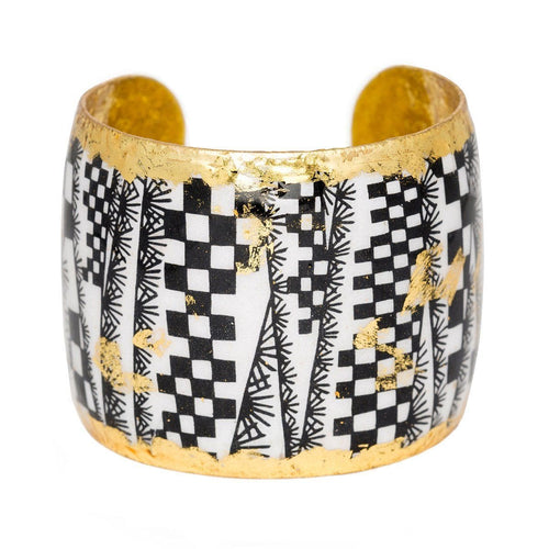 Checkers 2" Gold Cuff - BW107-Evocateur-Renee Taylor Gallery