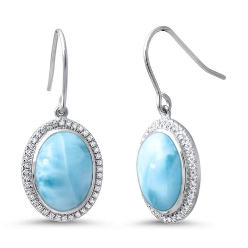 Clarity Oval Earrings - Eclar00-00-Marahlago Larimar-Renee Taylor Gallery