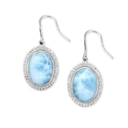 Clarity Oval Earrings - Eclar00-00-Marahlago Larimar-Renee Taylor Gallery