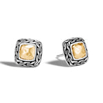 Classic Chain Hammered Gold Silver Heritage Stud Earrings - EZ96150-John Hardy-Renee Taylor Gallery