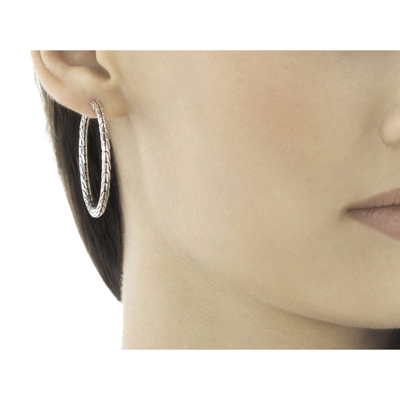 Classic Chain Silver Medium Hoop Earrings - EB99254-John Hardy-Renee Taylor Gallery